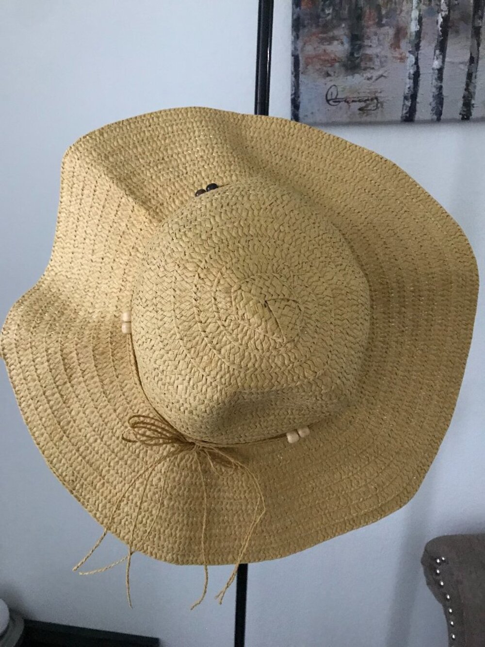 Wide-Brim Tan Beach hat
